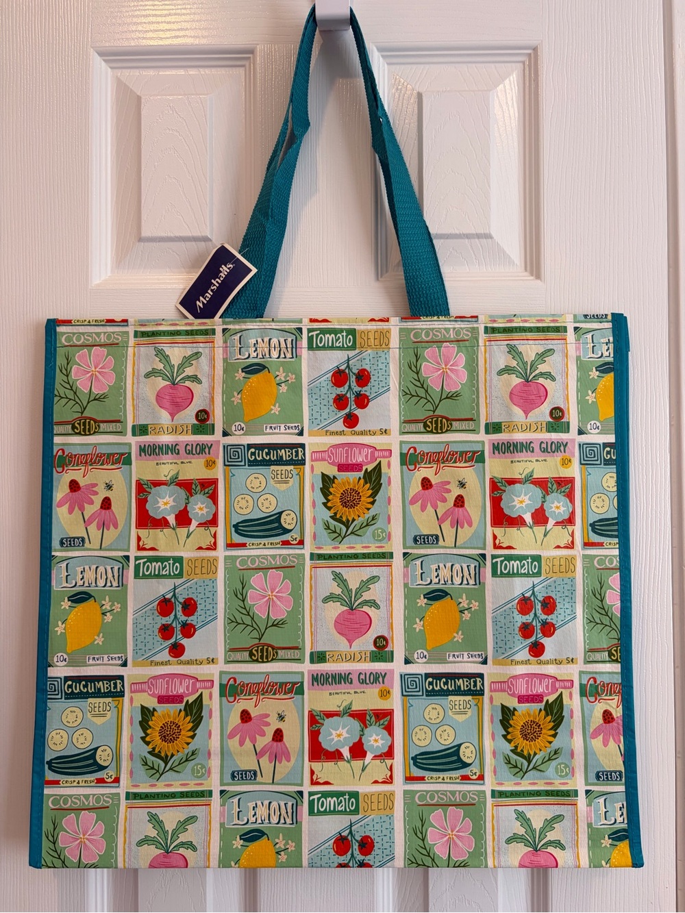 Marshalls Reusable Market Tote Bag with Seed Packet Print 🌱🌸🥕🛍️